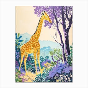 Sweet Giraffe Colourful Illustration 3 Canvas Print