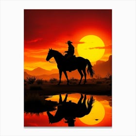 Cowboy At Sunset 2 Canvas Print