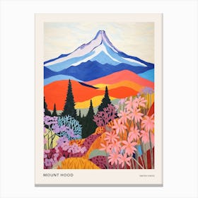 Mount Hood United States 1 Colourful Mountain Illustration Poster Canvas Print
