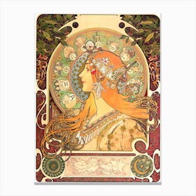 "Zodiac" Original Art Nouveau Poster 1896 by Alphonse Mucha Canvas Print