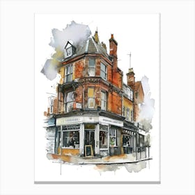 Sutton London Borough   Street Watercolour 2 Canvas Print