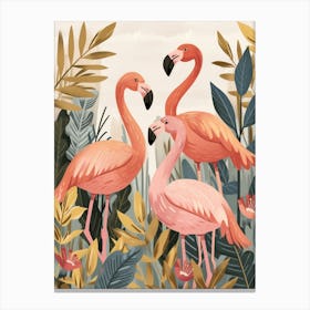 Chilean Flamingo Croton Plants Minimalist Illustration 4 Canvas Print