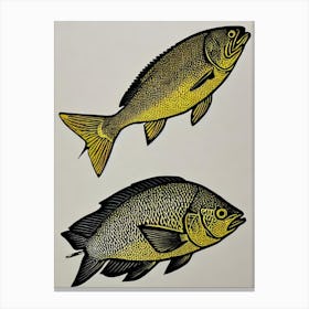 Yellowtail Snapper Linocut Canvas Print