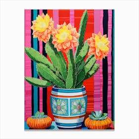 Cactus Painting Maximalist Still Life Chamaecereus Silvestrii Cactus 3 Canvas Print