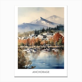 Anchorage Watercolor 4 Travel Poster Canvas Print