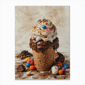 Ice Cream Cone With Candy Canvas Print