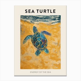 Sea Turtle On The Beach Crayon Doodle Poster 1 Canvas Print