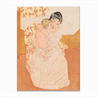 Maternal Caress, Mother And Baby, Mary Cassatt Canvas Print