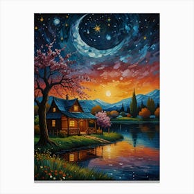 Night By The Lake Canvas Print