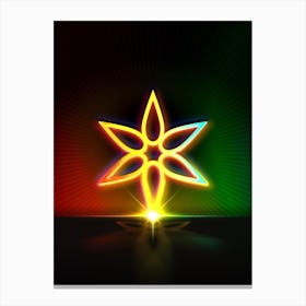 Neon Geometric Glyph in Watermelon Green and Red on Black n.0157 Canvas Print