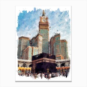 Masjid al-Haram Kaaba in Mecca in Impressionist Digital Painting Canvas Print