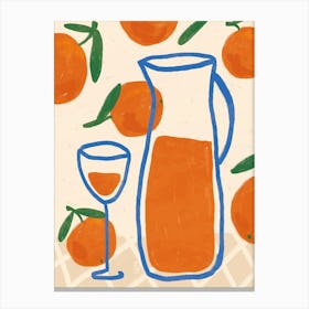 Orange juice breakfast poster, Abstract retro print, Fun kitchen decor Canvas Print