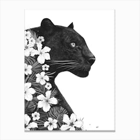 Panther With Flowers Canvas Print
