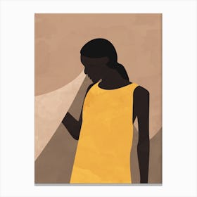 Silhouette Of A Woman In Yellow Dress Canvas Print