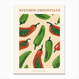 Red & Green Chilli Pattern Poster 1 Canvas Print