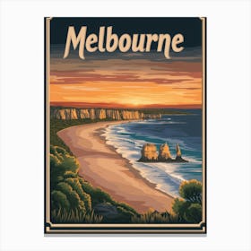 Aihrgdesign A Mid Century Modern Travel Poster For Melbourne 1 Canvas Print