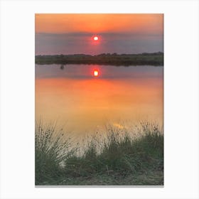 Sunset on the pond Canvas Print