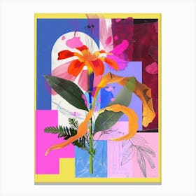 Marigold 3 Neon Flower Collage Canvas Print