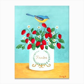 Bird And Strawberry Canvas Print