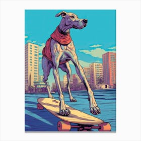 Great Dane Dog Skateboarding Illustration 1 Canvas Print