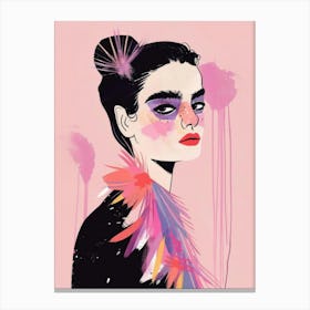 Girl With Feathers 3 Canvas Print