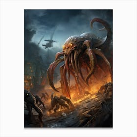Defensive Octopus Illustration 4 Canvas Print