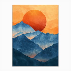 Sunset Over Mountains Canvas Print