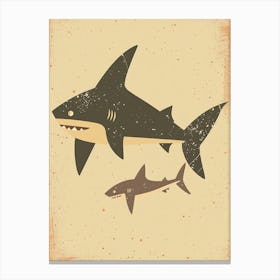 Shark Family Muted Pastels 1 Canvas Print