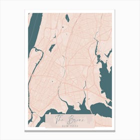 The Bronx New York Pink and Blue Cute Script Street Map Canvas Print