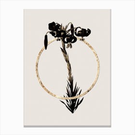 Gold Ring Vintage Lily Glitter Botanical Illustration Canvas Print