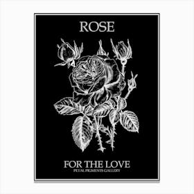 Black And White Rose Line Drawing 10 Poster Inverted Canvas Print