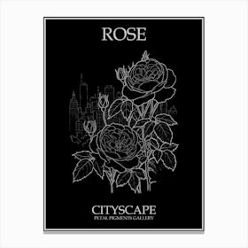 Rose Cityscape Line Drawing 2 Poster Inverted Canvas Print