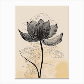 Line Art Lotus Flowers Illustration Neutral 1 Canvas Print