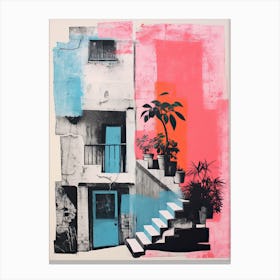 A House In Istanbul, Abstract Risograph Style 1 Canvas Print