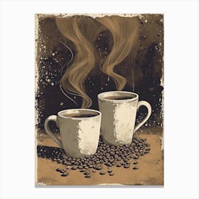 Coffee & Coffee Beans Minimalist Illustration 1 Canvas Print