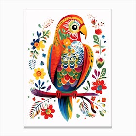 Scandinavian Bird Illustration Budgerigar 2 Canvas Print