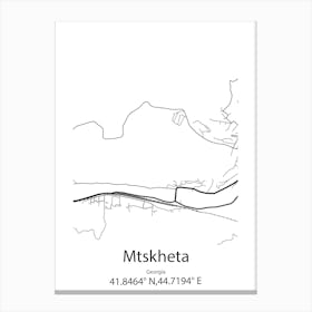 Mtskheta,Georgia Minimalist Map Canvas Print