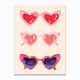Heart Shaped Sunglasses Print Canvas Print