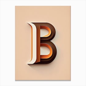 B, Letter, Alphabet Retro Minimal 8 Canvas Print