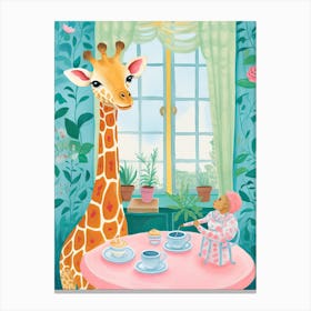 Animals Having Tea   Jiraffe 6 Canvas Print