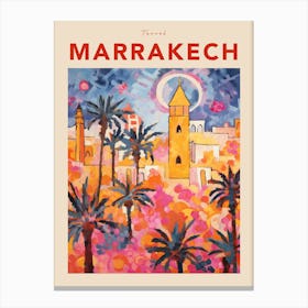 Marrakech Morocco 4 Fauvist Travel Poster Canvas Print