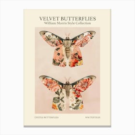 Velvet Butterflies Collection Textile Butterflies William Morris Style 1 Canvas Print