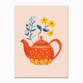 Teapot With Flowers Canvas Print