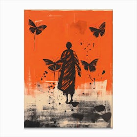 Butterflies, Woodblock Animal Drawing 4 Canvas Print