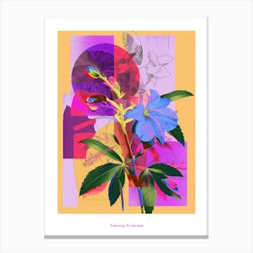 Evening Primrose 3 Neon Flower Collage Poster Canvas Print