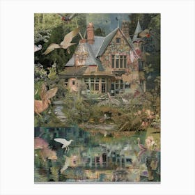Fairytale Monet Pond Scrapbook Collage 3 Canvas Print