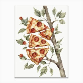 Pizza Slices On A Branch Canvas Print