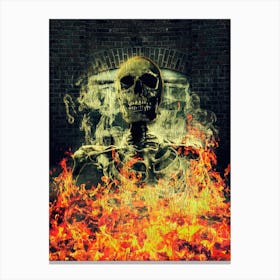 Skeleton On Fire Canvas Print