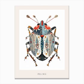 Colourful Insect Illustration Pill Bug 10 Poster Canvas Print