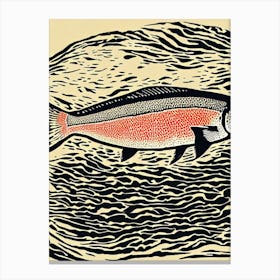 Salmon Linocut Canvas Print